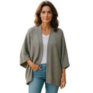 LOFT Taupe Diamond Knit Cardigan